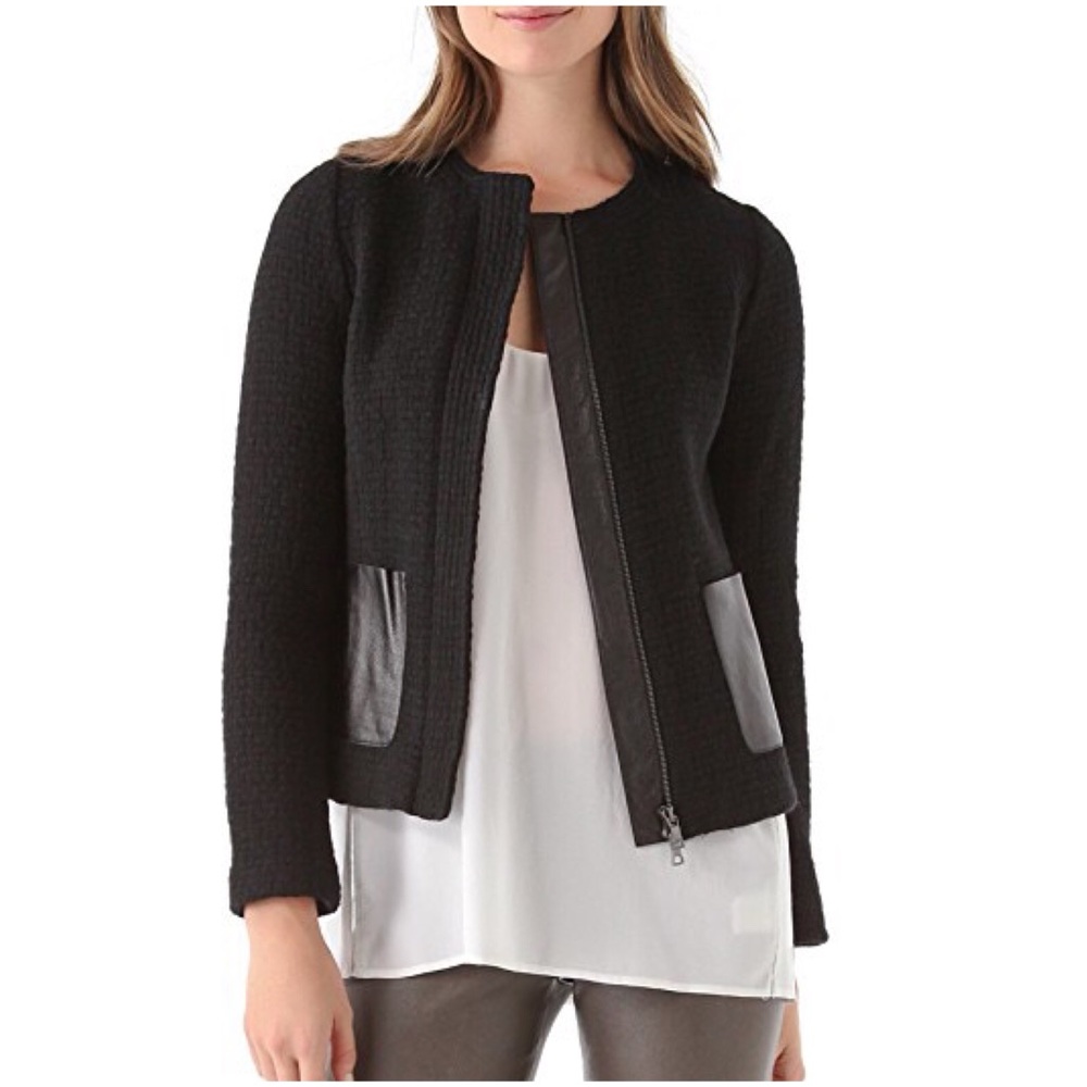Vince basketweave jacket with leather trim - Picture 1 of 8